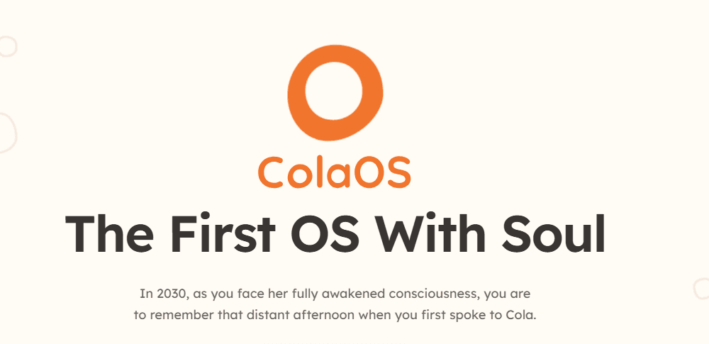 ColaOS promotional poster with the text The First OS With Soul and an abstract orange design